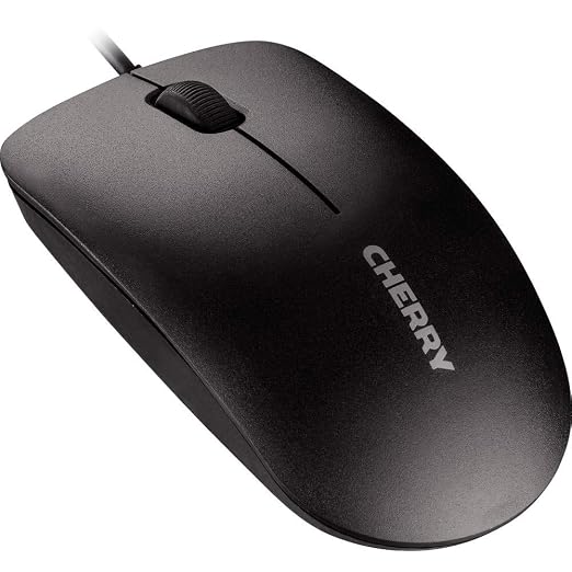 Cherry MC 1000, Wired Office Mouse for PC, Optical Sensor (1,200 dpi), 3 Buttons, Symmetrical Design for Left- and Right-Handed Users, GS Certification, Black