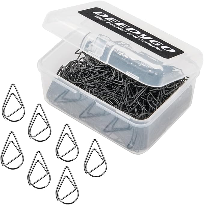 250 Pieces Black Paper Clips Cute Teardrop Stainless Steel Paper Clips for Office Stationery School Supplies Wedding Invitations Scrapbooking Crafts Bookmarks Women Planners (1 inch) by DEEDYGO