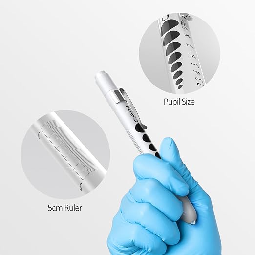 CAVN Pen Light with Pupil Gauge LED Penlight for Nurses Doctors | 2 Pcs Reusable Medical Penlight for Nursing Students (Teal/White)