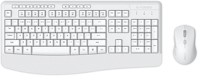 Wireless Keyboard and Mouse Combo, Full Size Ergonomic with Wrist Rest | 2.4GHz USB Receiver, 3 DPI Adjustable 6-Button Cordless Mouse for Computer, Laptop, PC, Windows