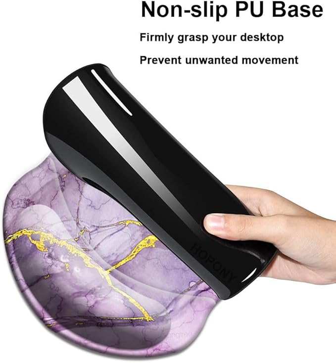Mouse Pad with Wrist Support, Non Slip Mousepad Wrist Rest for Office, Computer, Laptop & Mac- Durable & Comfortable & Lightweight Ergonomic Support Mouse Mat Purple Art Marble