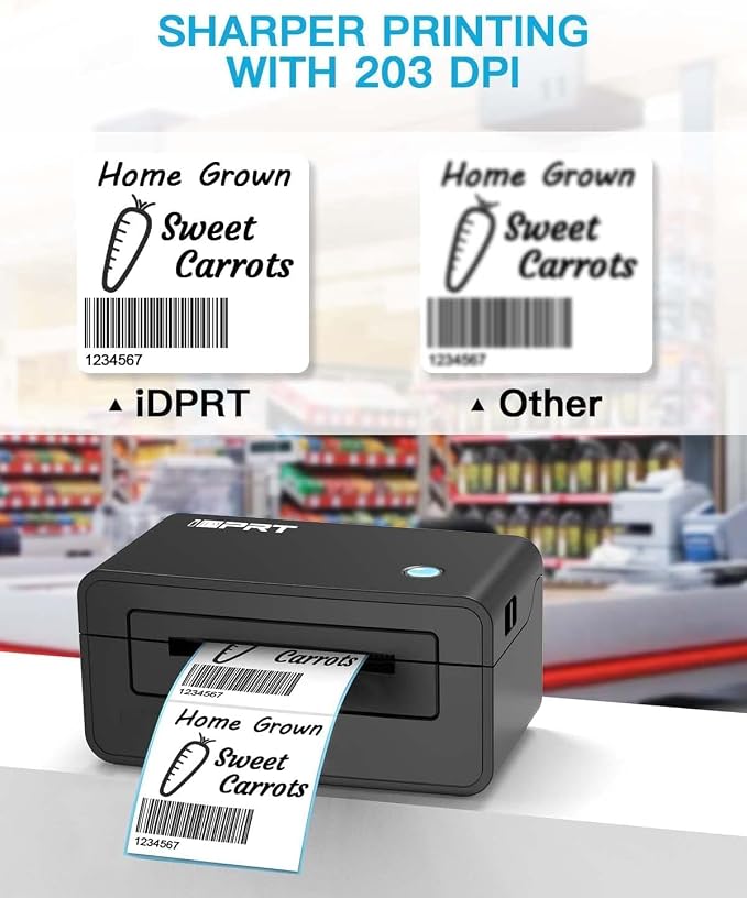 iDPRT Shipping Label Printer 4x6 Bluetooth Thermal Label Printer for Small Business and Shipping Package, Support Android, iPhone, Windows, macOS, Widely Used for Amazon, Shopify, Ebay (Renewed)