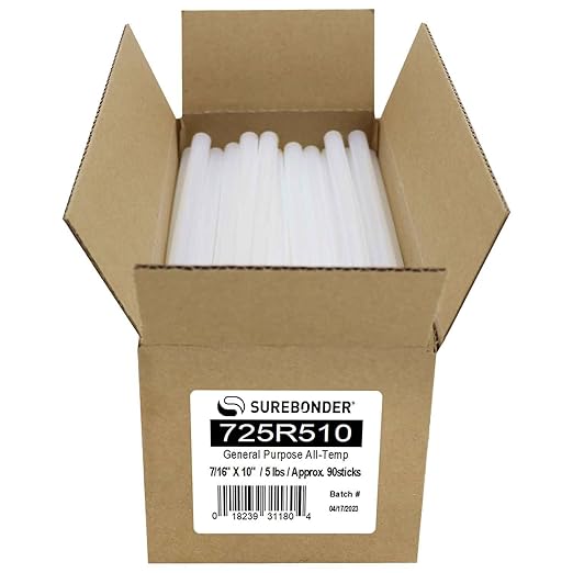 Surebonder All-Temperature, All-Purpose 5 lb Box of 10-Inch Full-Size Hot Glue Sticks for Crafts/DIY - About 94 Glue Sticks Per Box, Clear
