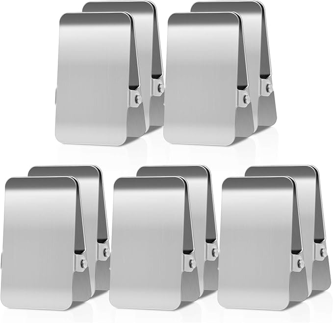 Large Chip Bag Clips with Anti-Slip Rubber,BURLIHOME All-Purpose Stainless Steel Heavy Duty Air Tight Seal Food Bags File Paper Photos Clamps for Home/Office/Kitchen Supply,10Pcs(Silver) | Firm Grip for Doc/Photo/Sheet,Smooth Edge,Upright Memo Holder,M...