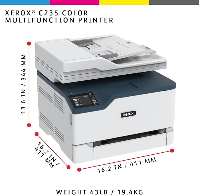 Xerox C235dni Wireless Color Laser All-in-One Printer | Color Print, Scan, Copy & Fax, 24 ppm performance, reliable wireless connectivity, ideal for hybrid & small businesses