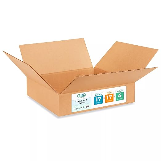 Medium Shipping & Moving Boxes 17x17x4 inches (10-Pack) - Extra Strength 200 lb vs Regular - Corrugated Packing Boxes - Cardboard Box Moving and Delivering - Box for Moving by IDL Packaging | Extra Strength 200 lb vs Regular - Corrugated Packing Boxes ...