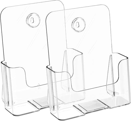 KTRIO Brochure Holder 6 x 9 inch, Acrylic Flyer Holders Stand Display, Clear Stands for Pamphlet, Literature, Magazine, Booklet, Menu, Desk & Wall Mount, 2 Pack