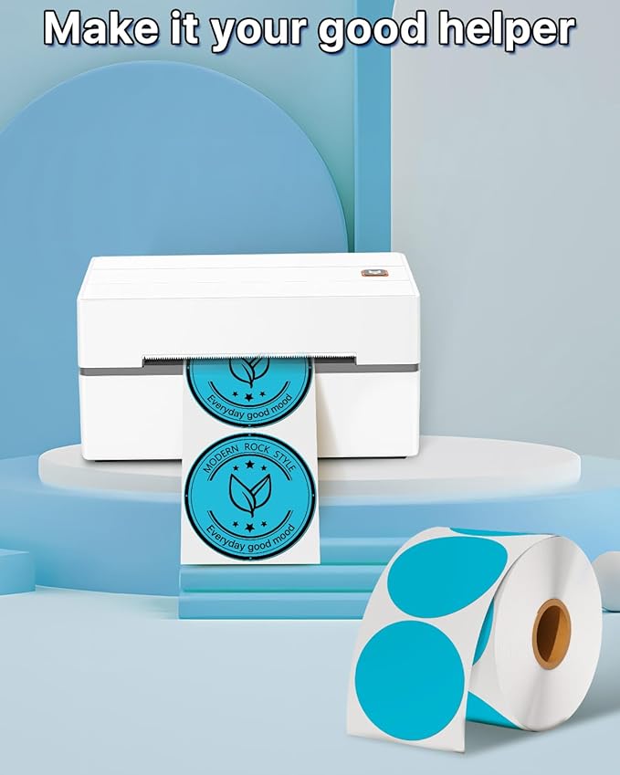 3 Inch (76.2mm x 76.2mm) Round Thermal Printer Label Stickers Self-Adhesive Circle Convenient Multi-Purpose Blank 3" Sticker Roll for Family Classification, Gift Sealing, Blue (500Pcs)