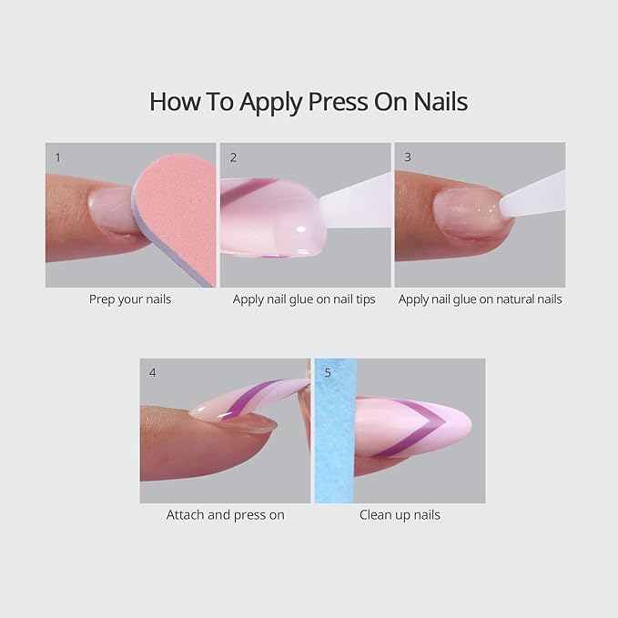 BTArtbox Press On Nails Almond - 3D Design Black Medium Press On Nails with Glue for Women, Opaque Soft Gel Glue On Nails in 15 Sizes - 30 Stick On Nails Kit, Gothic Chains