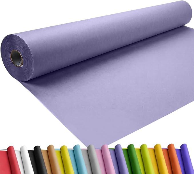 SMART&CASUAL 24" x 1,500" (125') Light Purple Kraft Craft Paper Roll for Gift Wrapping Bulletin Board Bouquet Flower Kids Art Packing Parcel Table Covering 80GSM 55LB (Light Purple, 24" x 125')
