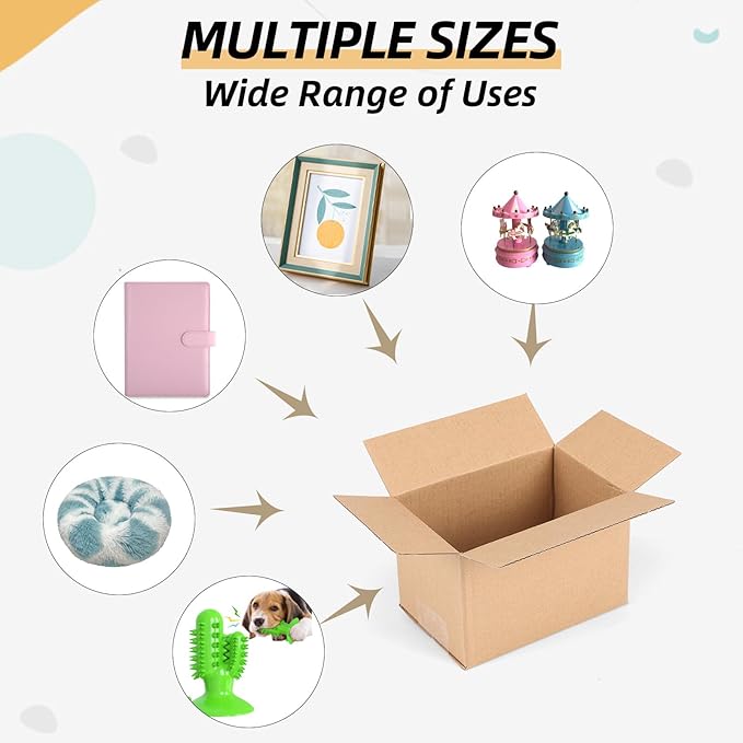 ZBEIVAN Shipping Boxes Mailers 6x4x4 inches Corrugated Cardboard Small Packing Kraft Moving Mailing Box, Pack of 6