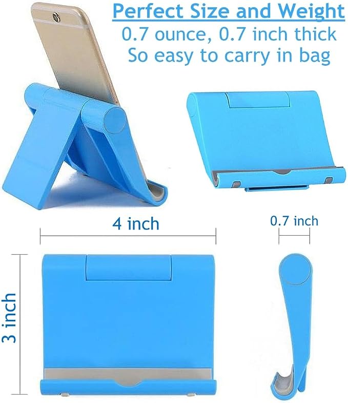 Portable Adjustable Cell Phone Stand, 2 Pack, Universal Fit for Desktop, Tablet, Compatible with Most Phones & Devices (Purple+Blue) | Foldable Adjustable Mobile Dock, Universal Tabletop Mount, Multi-Angle Desk Stand Compatible with Smartphones & Mini ...
