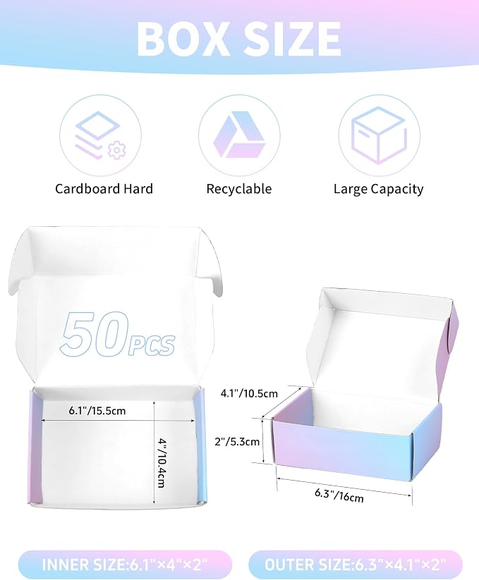 Shipping Boxes 50-Pack Cardboard Boxes: Purple Packaging Boxes - 6x4x2 Mailer Boxes - Small Business Mailing Packing Box