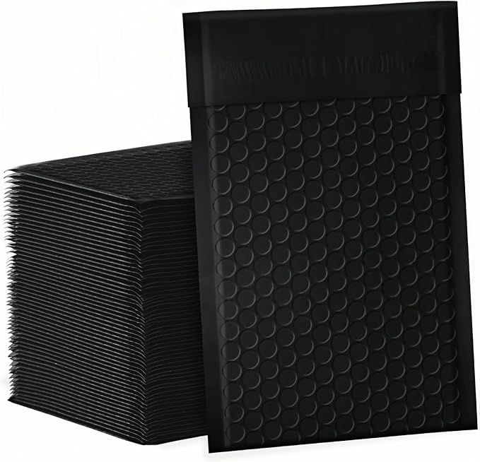 Bubble Mailers 4x8" 100 Pack Black Padded Envelopes Waterproof Usable Size 4x7 Self-Seal Padded Mailing Envelopes Bubble Opaque Padded Mailer for Small Businesses