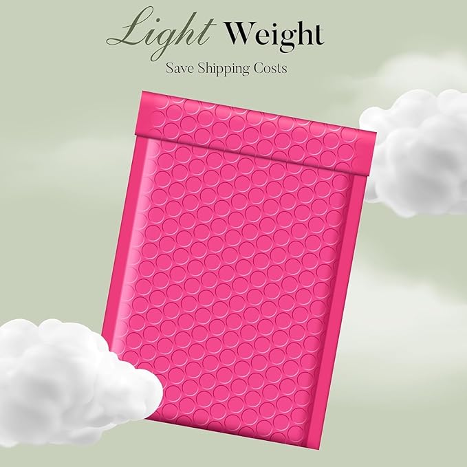 Metronic 19200 Pack Bubble Mailer 4X8 Inch Pink Full Pallet Usable Size 4x7 Waterproof Padded Envelopes Self-Seal Small Bubble Mailers Cushioning for Shipping, Jewelry Makeup Supplies, Packaging Bulk