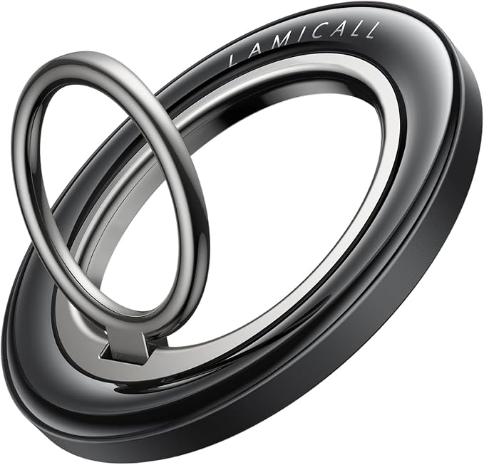 Lamicall Magnetic Phone Ring Grip Holder for MagSafe, Crystal Clear Black | 360° Smooth Damping Rotation, Finger Grip Kickstand for iPhone 17 16 15 14 13 12 Pro Max Air Androids, Mag Safe Accessories