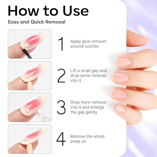 Makartt Nail Glue Remover for Press on Nails - 30ML Hema-Free, Glueoff Easy Removal Versatile Debonder for Glue on Tips, Regular Polish, Quick Glues and Semi-Cured Sticker DIY Manicure Supply