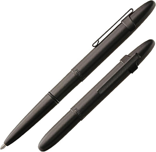 Fisher Space Pen Matte Black Bullet Pen, Pressurized Ballpoint Pen, Compact Size, Writes Upside Down, Extreme Temperatures, Smooth Black Ink, Medium Point, Pocket Clip, Gift Box, Made in the USA