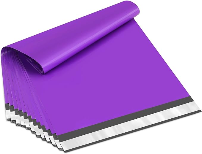 UCGOU Poly Mailers 12x15.5 Inch Purple 100 Pack Plastic Medium Shipping Bag | Self Seal Adhesive Waterproof Tear Proof Mailers Poly Bags Strong Mailing Envelopes Packing for Clothes Books Accessories