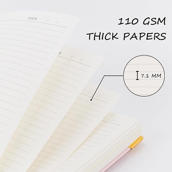 Hardcover Spiral Notebook With Removable Divider Tabs, B5 Notebooks College Ruled, 110 GSM Thick Lined Paper 5 Subject Notebooks for Work, School, 300 Pages Journals for Writing Pink B5DT