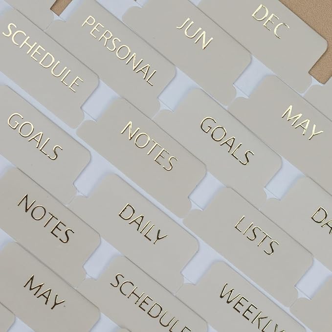 UPAFEXXI-Laminated Planner Monthly Tabs, 72 Stickers in Total(Cream) | 24 Month,24 Subject,24 Blank,Calendar Monthly Label Stickers for Planners, Subject Label Adhesive Tabs for Folders, Pages