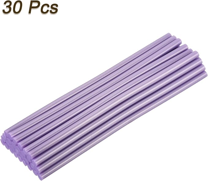uxcell 30pcs Full Size Hot Glue Gun Sticks 8-inch x 0.27-inch High Sticky Small Hot Glue Sticks for Glue Gun, Metallic Purple