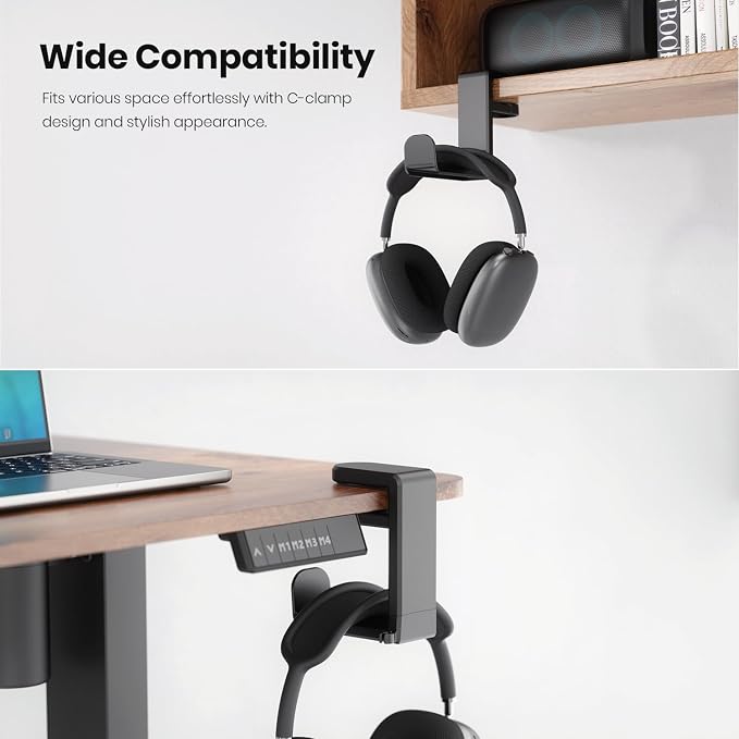 Rotating Headphone Stand - EURPMASK Upgraded PC Gaming Headset Stand, Adjustable Clamp-on Headphone Holder, Headphones Hanger Hook Under Desk with 360 Degree Swivel&Cable Clip Organizer - Darth Vader | 360° Swivel,Headset Hook Under Desk,No Residue,Cab...