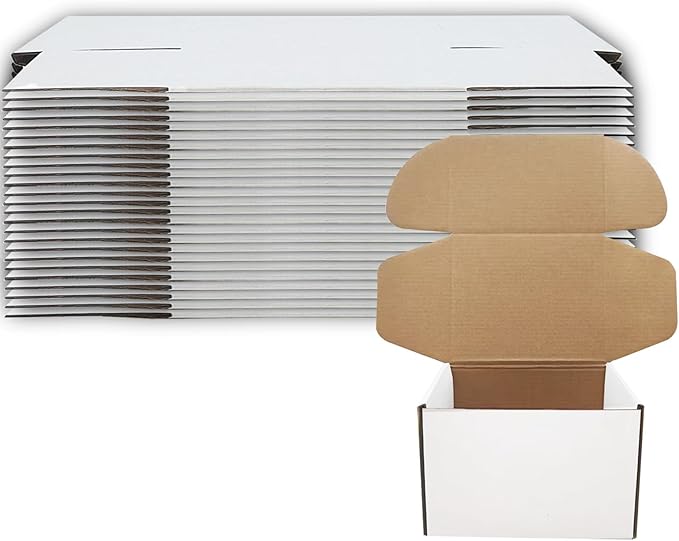 6x5x4 inch Shipping Boxes Set of 25， White Corrugated Cardboard Box Mailer Boxes for Packaging Small Business Shipping，Mailing Boxes Bulk for Birthday Wedding Party Book Literature Gift Giving