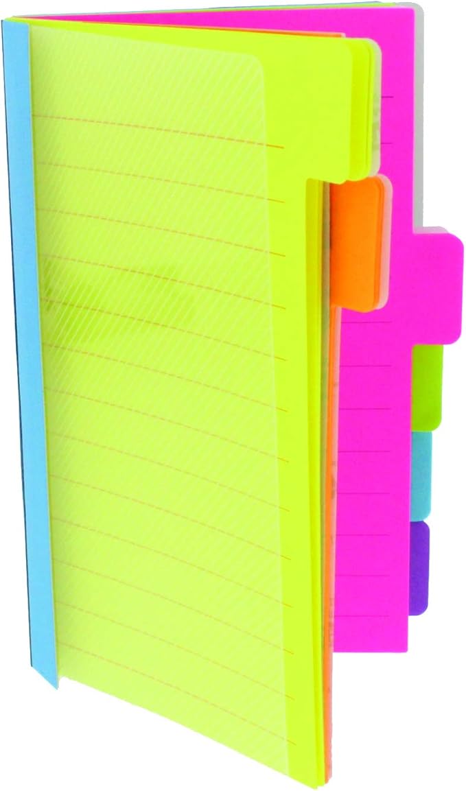 Redi-Tag Divider Sticky Notes, Tabbed Self-Stick Lined Note Pad, 60 Ruled Notes per Pack, 4 x 6 Inches, Assorted Neon Colors, 9 Pack (29509)