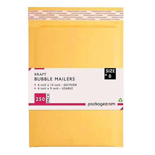 6x10 inches Kraft Mailer Self Seal Bubble Shipping Envelopes 250 Pack Padded Envelopes Thick Mailers Packaging for Small Business #0