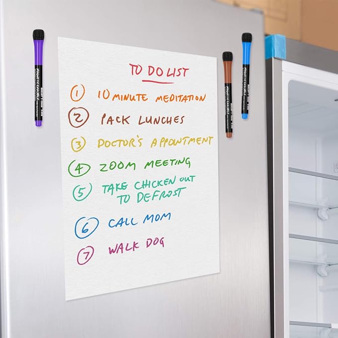 Magnetic Dry Erase Markers Fine: 12 Colors Erasable Whiteboard Markers Fine Point with Eraser Cap, Low Odor White Board Dry Erase Pens Fine Tip for Kids & Teachers, Home, Office and School Supplies