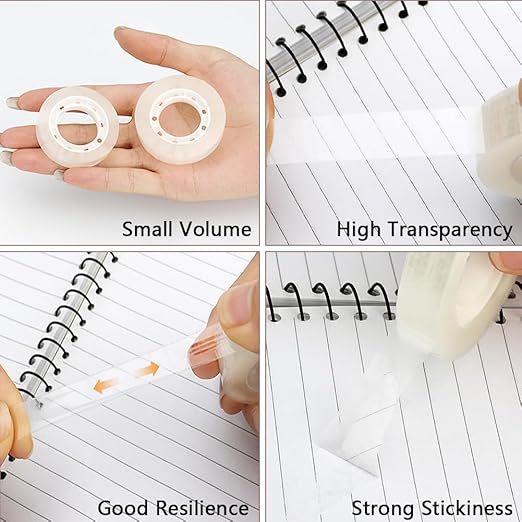 6 Rolls Transparent Tape Refills Rolls, Clear Tape, 3/4 x 1000 in, 1 in Core Gift Wrapping Tape for Office, Home, School