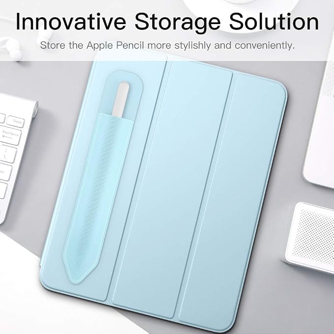 MoKo Adhesive Pencil Case Holder Sticker for Apple Pencil, Sky Blue | Elastic Adhesive Stylus Case for iPad Case Compatible with Similar Stylus Models