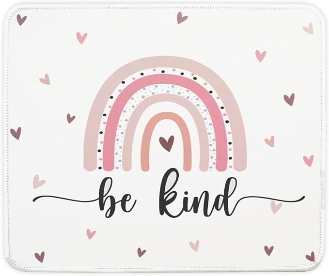 Mouse Pad for Desk with Stitched Edge, Premium Cute Washable Mouse Pads. Computer Mousepad with Non-Slip Rubber Base, Mousepads for Laptop, 9.25x7.75x0.12 inch (Boho Kind)