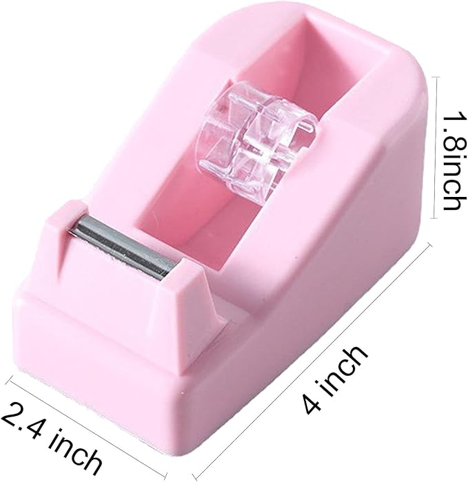 WELSTIK Desktop Office Tape Dispenser Non-Skid Base, for Packaging in Office,Restaurant, Flower Shop,Cake Shop,Pink