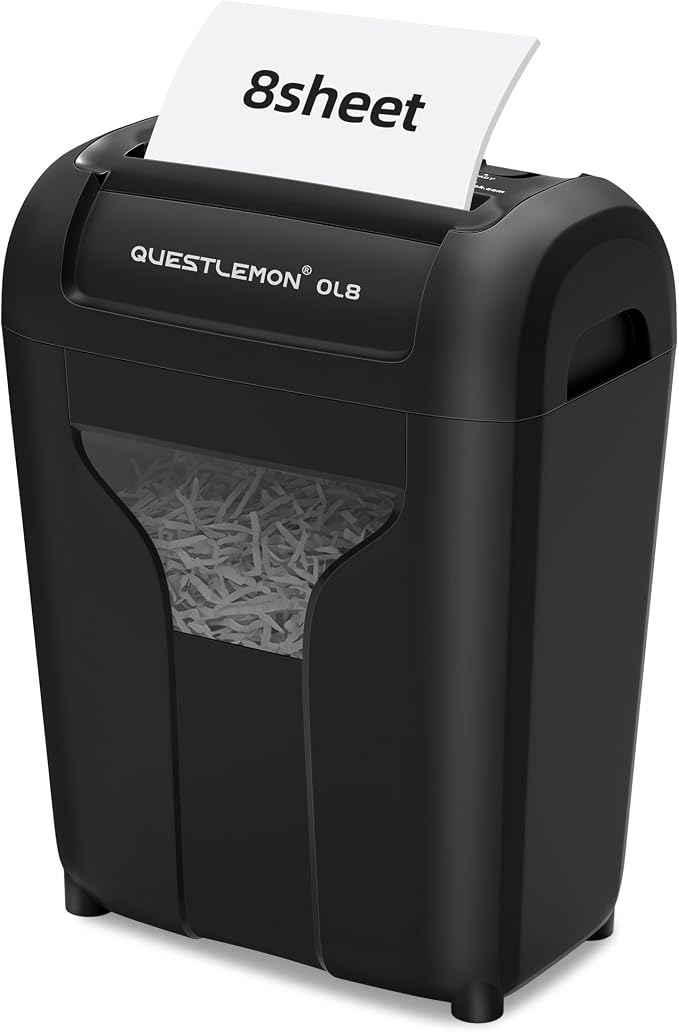 8-Sheet Paper Shredder for Home, Quiet Cross Cut Shredders, P-4 Ultra Security, 4 Gal Bin, Shred Quietly for Shred for Credit Card, Mail, Staples, <58 dB(OL8)