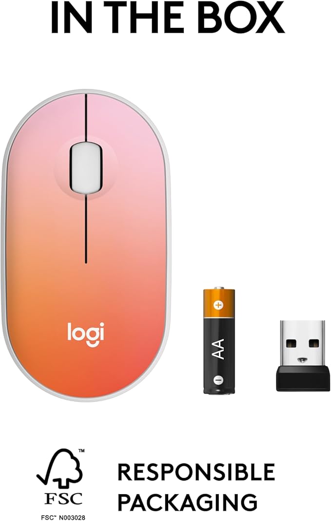 Logitech M340 Wireless Mouse with Limited Edition Prints, USB Receiver and Silent Clicks, Portable Wireless Mouse for Laptop, PC, Windows, Chrome, Surface – Tropical Sunrise
