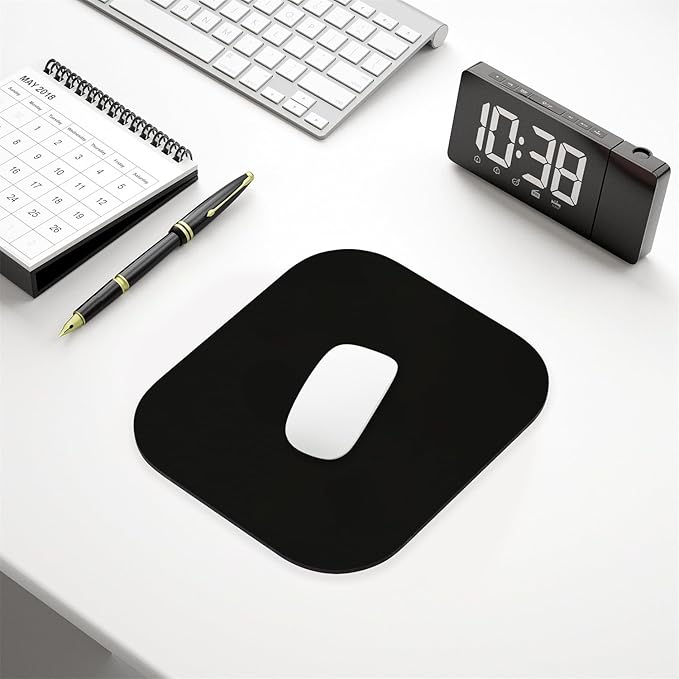 Hsurbtra Mouse Pad, Premium-Textured Small Square Mousepad 8 x 9 Inch Black, Thick 3 mm Anti-Slip Waterproof Rubber Pretty Cute Computer Mat for Office Home Gaming Laptop Men Women Kids
