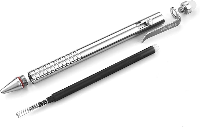 SMOOTHERPRO Bolt Action Pen, Stainless Steel Erasable Ballpiont Pen Compatible with Pilot FriXion Refill, EDC Pen for Writing, Natural(SSF010)