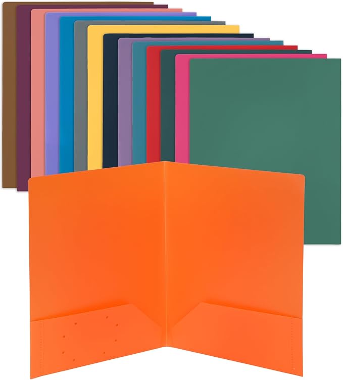 Mr. Pen- Plastic Folders with Pockets, 15 pcs | Aesthetic File Folder with Business Card Slot, 2-Pocket Folder, Back to School, Office, Filing Supplies