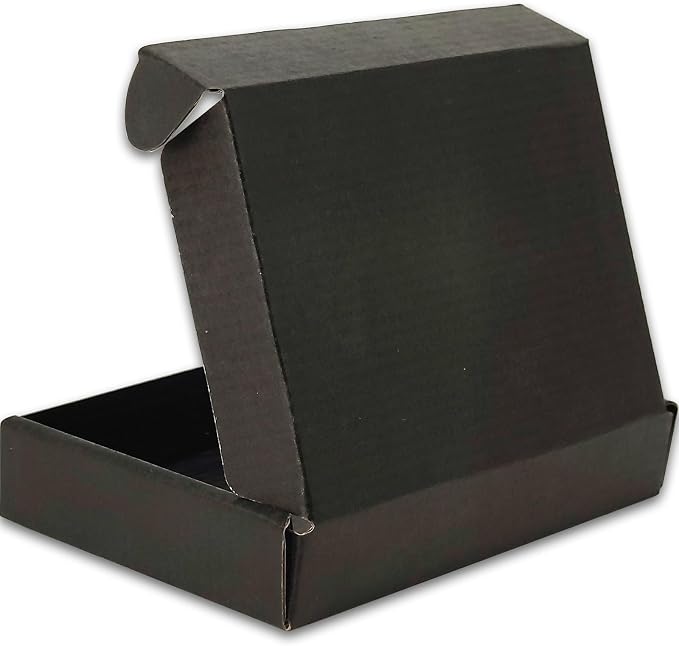 7x5x1 Shipping Boxes Set of 50, Black Mailer Corrugated Cardboard Box | for Packaging, Literature, Packing, Mailing, Storage, Small Business, Moving, Gift, Supplies, Quick Fold, Tab Locking