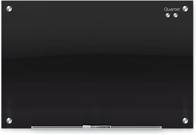 Quartet Magnetic Dry Erase Board, 96" x 48" Glass Whiteboard for Wall, Infinity, Black (G9648B)