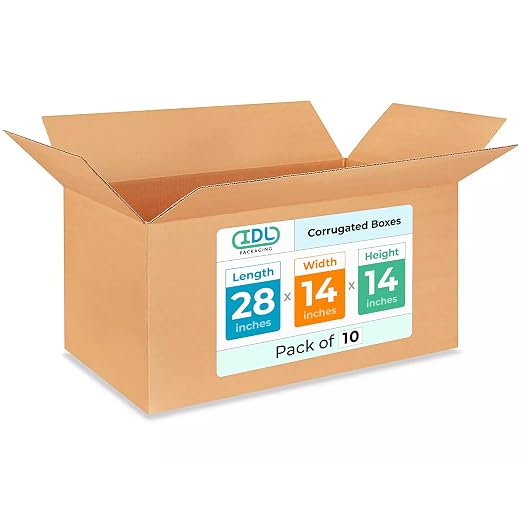 Extra Large Shipping & Moving Boxes 28x14x14 inches (10-Pack) - Extra Strength 200 lb vs Regular - Corrugated Durable Packing Boxes - Large Moving Box - Cardboard Box for Moving by IDL Packaging | Extra Strength 200 lb vs Regular - Corrugated Durable P...