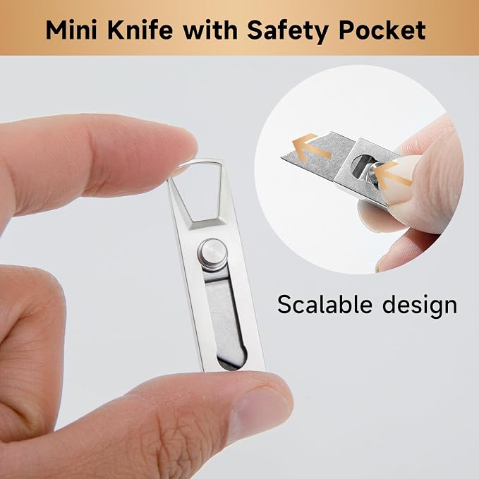 2pcs Small Keychain Pocket Knife,Mini Box Cutter With Stainless Steel Blade, Key Chain Knife For Edc,Safety Lock Utility Tool, Tiny Cutting Gadget For Open Box/Home/Office, Cool Keychain Knife,Father Day gift