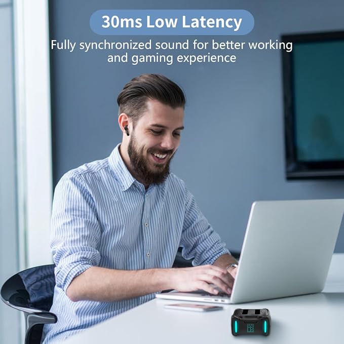 SW4 Pro Wireless Earbuds for PC/Computer/Laptop/Mobile - Dongle & Bluetooth - 20ms Low Latency - 4 Mics – Gaming - Work Headset/Headphones for Office