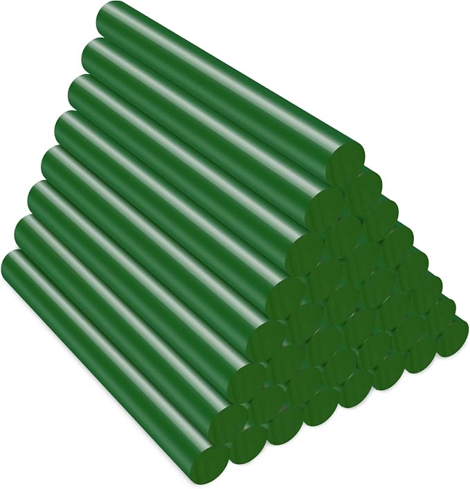 Green Hot Glue Sticks Full Size, 36 Pack Sealing Wax Sticks for Stamp Seals Crafting DIY Art Gluing Project Car Dent Repair Sealing, 4" Long x 0.43" Dia