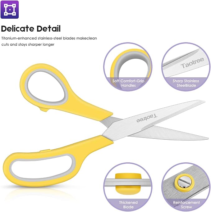 Scissors Bulk Set of 60-Pack, Taotree 8"Scissors All Purpose Heavy Duty | Sharp Shears for Office School Supplies, School Student Teacher Classroom Office Desk Craft Sewing Fabric, Right/Left Handed