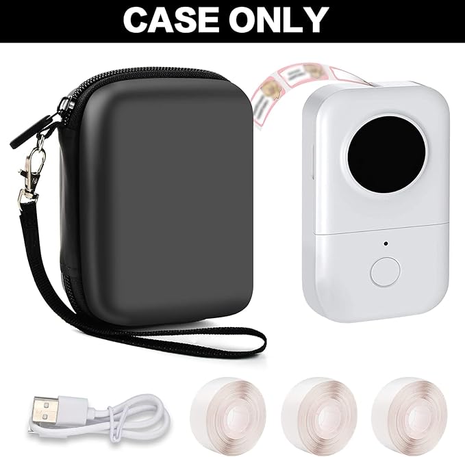 PAIYULE Hard Carrying Case for Phomemo D30 D35 Label Maker, Label Printer Case for Nelko P21, for NIIMBOT D110 D11, for Marklife P11 P12, for SUPVAN E10, Protective EVA Storage Bag with Mesh Pocket