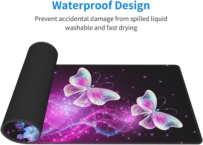 Butterfly Mouse Pad XL Large Mousepad Non Slip Rubber Base Desk Mat for Laptop Computer Gaming 31.5" X 12"