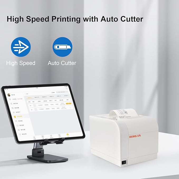 Rongta Thermal Receipt Printer, 80mm Receipt Printers, Thermal Pos Printer with Auto Cutter Support Cash Drawer,USB Serial Ethernet Support ESC/POS, Compatible with Windows/Mac/Linux